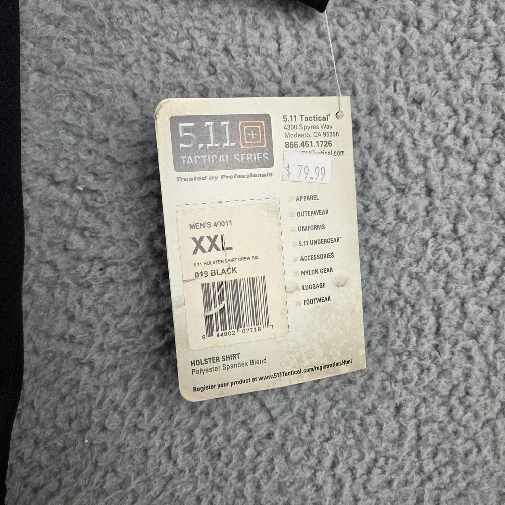 5.11 Tactical Series Holster Shirt Men 2XL Black Concealed Carry Compression NWT - Picture 3 of 8